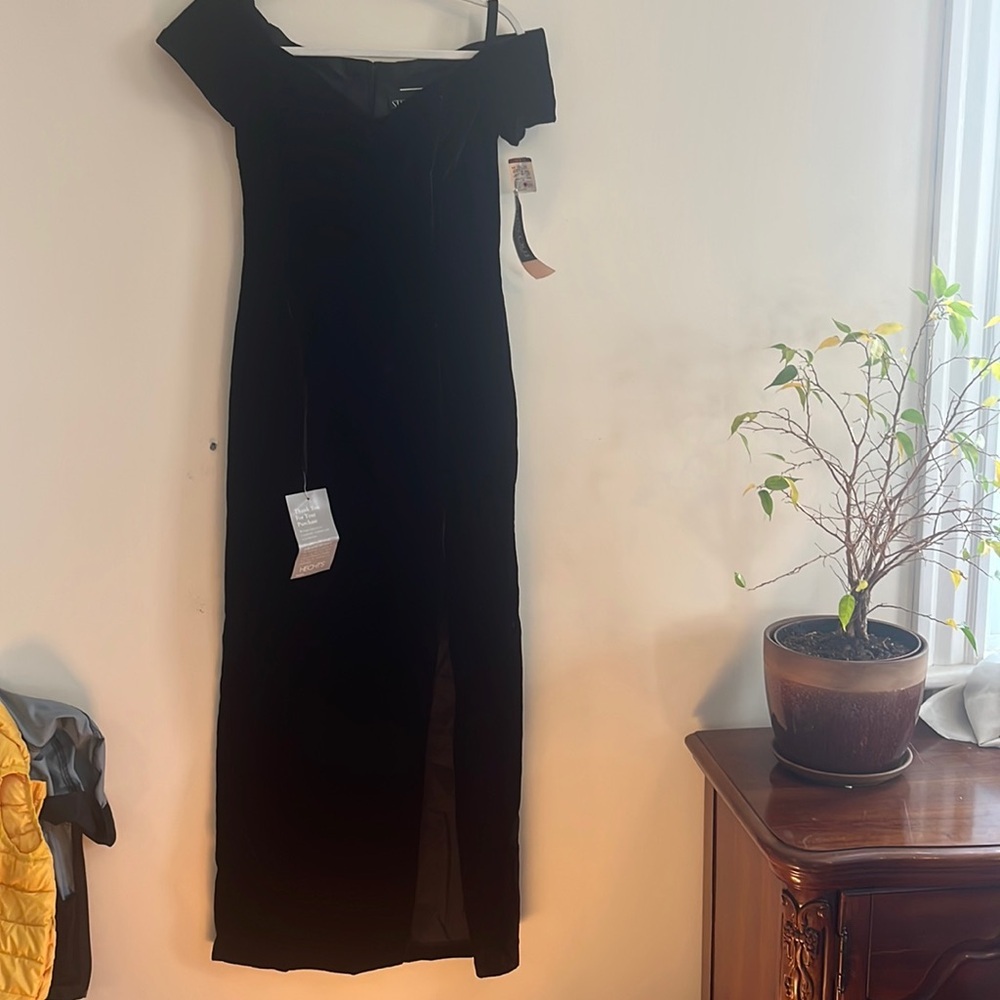 Vintage Steppin’ Out Velvet Maxi Dress Deadstock 90s Holiday Romantic‎ Sexy Prom